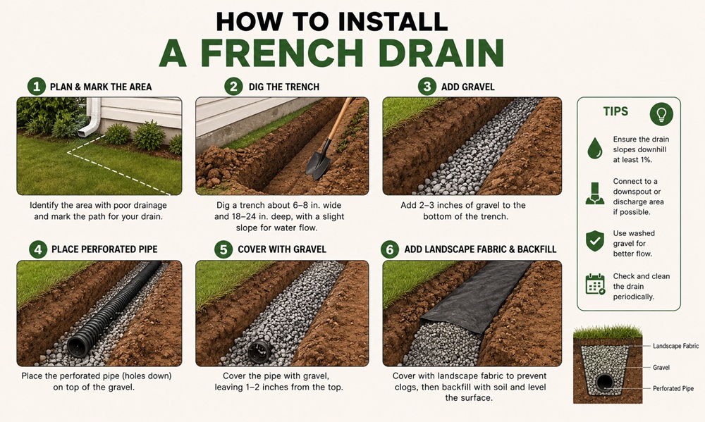 How to Install a French Drain in Your Yard